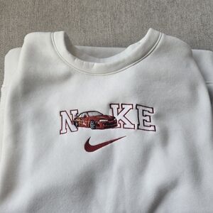 Nike White Sweatshirt with Red Accents